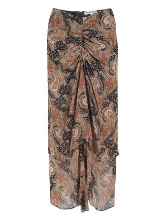 Veronica Beard paisley-print draped midi skirt - women - Silk - 8 - Black