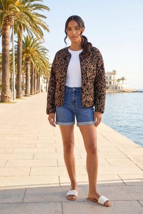 Roman Animal Print Flock Quilted Jacket