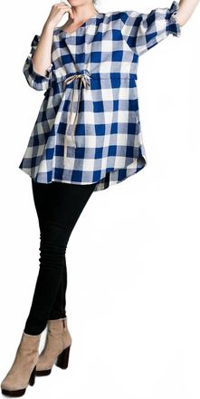 THML Clothing Checkered Past Tunic Top In Blue