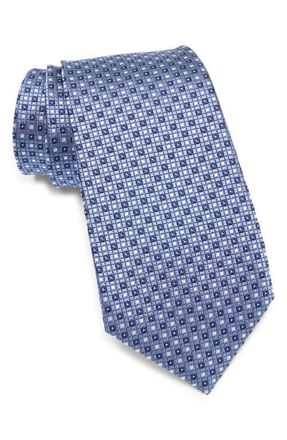 Ermenegildo Zegna Geometric Silk Tie in Md Blu Fan at Nordstrom
