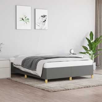 vidaXL Cama Sin Colch&oacute;n Tela Gris Oscuro 140x190 Cm Vidaxl