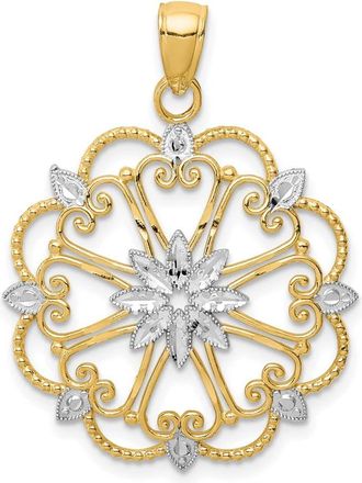 Diamond2Deal 14k Yellow Gold Rhodium Starburst Pendant