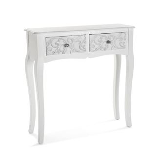 VERSA Consola recibidor con 2 cajones en madera aglomerada blanco