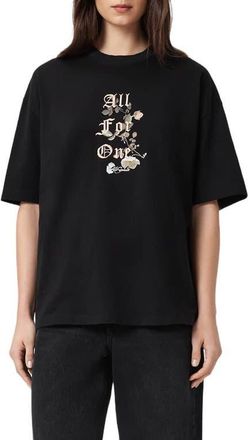 AllSaints Oneness Etta Embroidered Graphic T-Shirt in Black at Nordstrom, Size X-Small