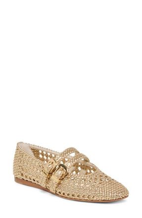 Dolce Vita Baylee Woven Mary Jane Flat in Gold Stella at Nordstrom, Size 7.5