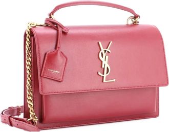 Saint Laurent Sunset leren medium schoudertas met handgreep - Rood