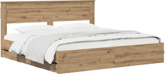 vidaXL Bed Frame With Storage And Headboard Artisan Oak 180 X 200 Cm Vidaxl