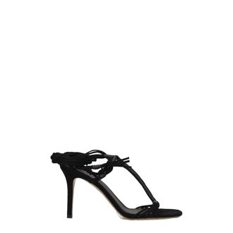 Isabel Marant Black Leather Stiletto Heel Womens Sandals