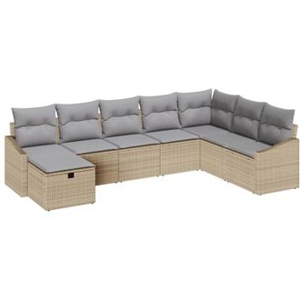 vidaXL Sofa Set with Cushion 9 pcs Poly Rattan vidaXL