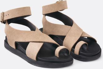 La Redoute Collections Leren sandalen met teenstukje