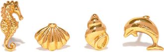 Girls Crew Coastal Creatures Set of 4 Assorted Single Stud Earrings in Gold at Nordstrom