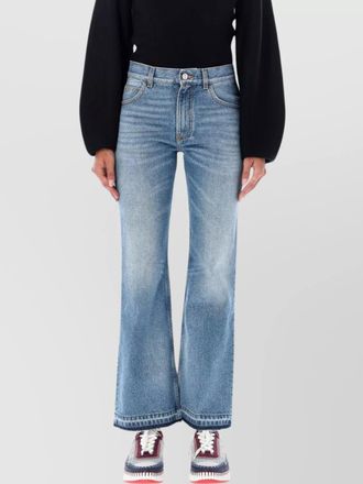 Chlo&eacute; flared denim trousers belt loops