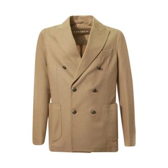 Circolo 1901 Blazers, male, Brown, 2XL, Double-Breasted Wool Cashmere Jacket