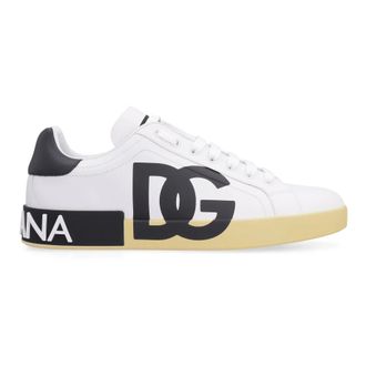Dolce & Gabbana Sneakers, male, White, 6 1/2 UK, Portofino Leather Low-Top Trainers