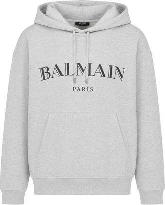 Balmain Vintage Print Hoodie - Heren - Hoodies - Grijs - M - Katoen - Hoodies & sweatvesten