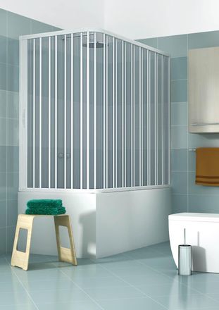 Pinto Box Doccia Per Vasca A Soffietto In Pvc Angolare 2 Lati Sopravasca Pieghevole - Misura 70x170