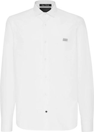 Philipp Plein Shirt Sugar Daddy Cut LS Snake - Heren - Zakelijke Overhemden - Wit - XS - Katoen - Overhemden