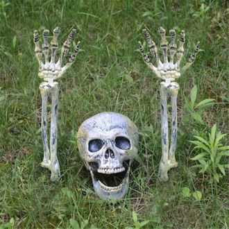 OEM Calavera Y Brazos De Esqueleto De Halloween, Juego De 3. Decoraciones Realistas De Esqueletos Para Halloween, Para Uso En Interiores Y Exteriores, Acc