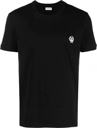 Dolce & Gabbana Logo Geborduurd T-shirt - Heren - T-shirts - Zwart - L - Katoen - Tops