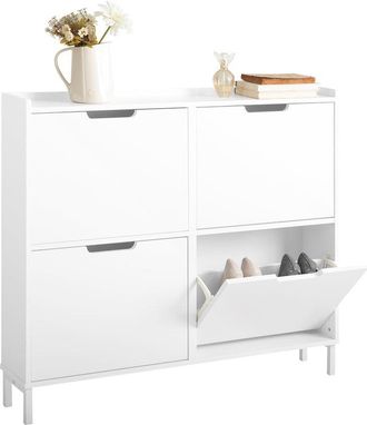 SoBuy Zapatero Estrecho Con 4 Solapas Armario De Entrada Zapatero Estrecho Organizador 100 X 19 X 91 Cm Fsr100-w Sobuy Es