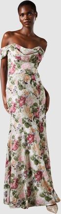 Coast Floral Bardot Maxi Dress in Cream at Nordstrom, Size 10