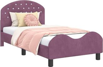vidaXL Cama Para Ni&ntilde;os Con Cabecero Morado 80 X 160 Cm Terciopelo Vidaxl