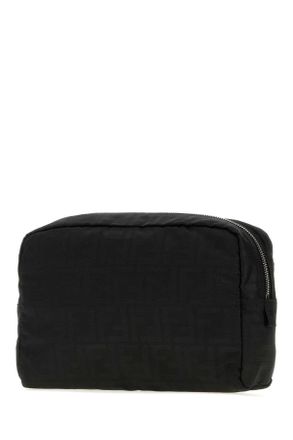 Fendi Embroidered Fabric Beauty Case - Black