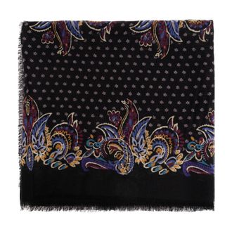 Etro Accessoires, Dames, Zwart, ONE Size, Kasjmier, Bloemen Paisley Kasjmier Sjaal