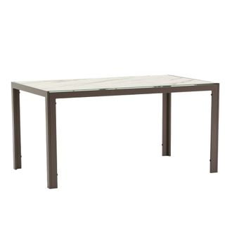 Siediti Fuori e Dentro Mesa rectangular 150x90 cm de aluminio y tapa de vidrio m&aacute;rmol blanco