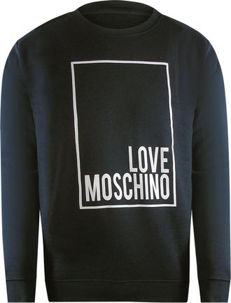 Moschino Mens Love Box Logo Black Sweatshirt Cotton - Size X-Large