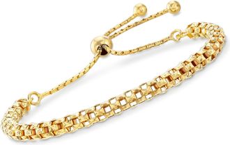 Ross-Simons Italian 18kt Yellow Gold Over Sterling Silver Mesh Bolo Bracelet