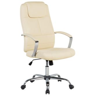 Beliani Silla De Oficina Giratoria De Cuero Sint&eacute;tico Beige Inclinable Ajustable Winner