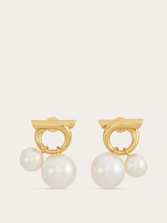 Ferragamo Women Double pearl earrings Gold