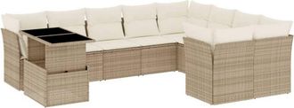 vidaXL Juego De Sof&aacute;s Jard&iacute;n Con Cojines Beige 10 Pzas Rat&aacute;n Sint&eacute;tico Vidaxl
