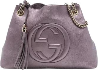 Gucci Pre-owned Shoulder Bags, female, Purple, Size: ONE SIZE Pre-owned Leather Tote