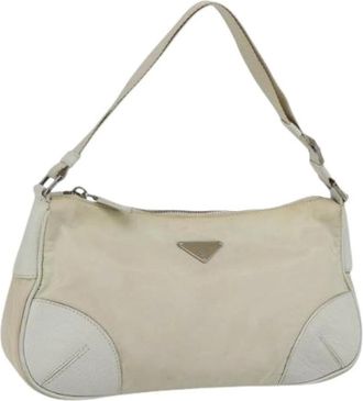 Prada Pre-owned Shoulder Bags, female, Beige, Size: ONE SIZE Pre-owned Vintage Nylon Shoulder Bag