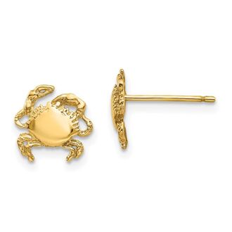Diamond2Deal 10k Yellow Gold Crab Shape Stud Earrings L 9mm, W 10mm