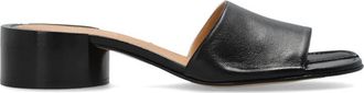 Maison Margiela Schoenen, Dames, Zwart, 37 1/2 EU, Leer, Tabi Split-Toe Heeled Mules