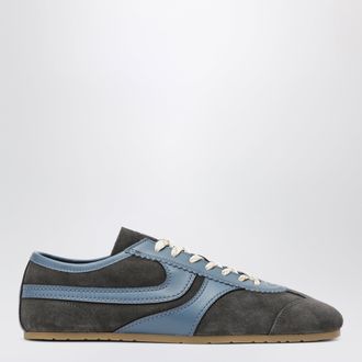 Dries Van Noten Steel grey leather and suede sneakers