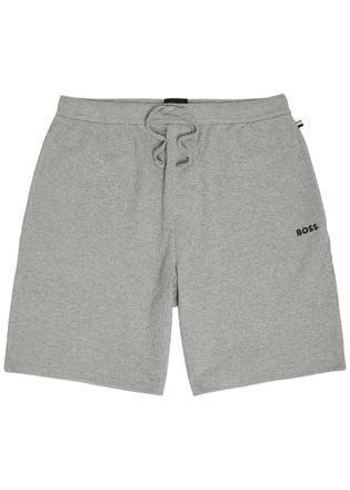 BOSS Boss Logo-embroidered Waffle Cotton-blend Shorts - Grey - Xxl