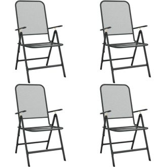 vidaXL Vidaxl - Silla Jard&iacute;n Plegable 4 Uds Antracita Malla Met&aacute;lica Ampliada