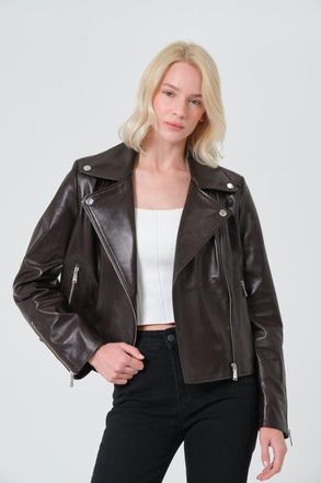 FURNIQ Charlotte Leather Jacket in Coffee Bean at Nordstrom, Size Xx-Large