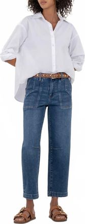 Kut from the Kloth Ashton Wide Leg Barrel Jeans In Medium Wash
