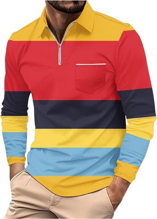 Generic Polo Shirts for Men Long Sleeve Cotton Polo Designer Work Grandad Collar Breathable Gym Golf Tops Graphic Slim Fit T Shirt Casual Muscle Fit Shirts Go