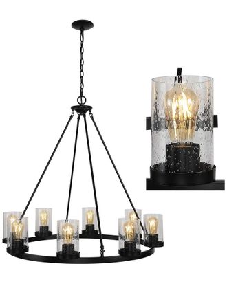 Jonathan Y Designs Jonathan Y Designs Pablo Ring 33 5 8 Light Iron Seeded Glass Bohemian Cottae Ledchandelier