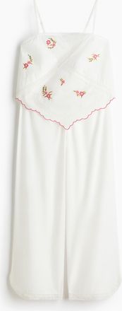 H&M Bestickter Baumwollpyjama - Weiss