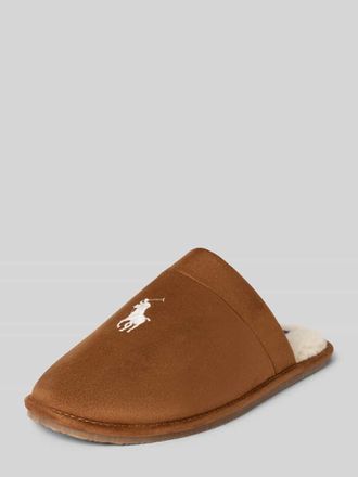 Polo Ralph Lauren Hausschuhe mit Label-Stitching in Cognac, Gr&ouml;&szlig;e 45