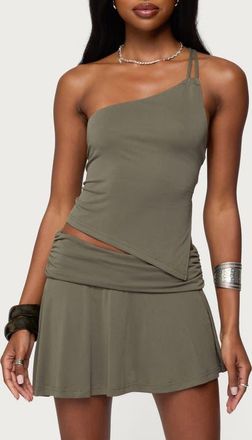 Edikted Janah One-Shoulder Lace-Up Open Back Top in Olive at Nordstrom, Size X-Large