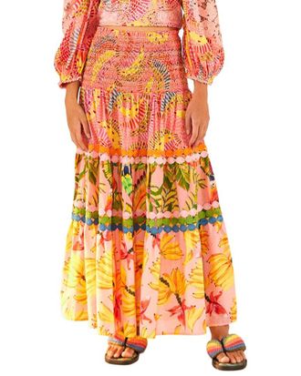 Farm Rio Farm Rio Mixed Pink Prints Midi Skirt