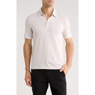 Vince Stripe Cotton Slub Polo in Sand/Optic White at Nordstrom Rack, Size X-Large